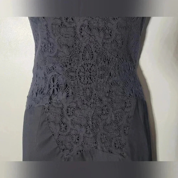 Nine West Fit and Flare V-neck Sleeveless Midi black dress womens size Large - Picture 3 of 10